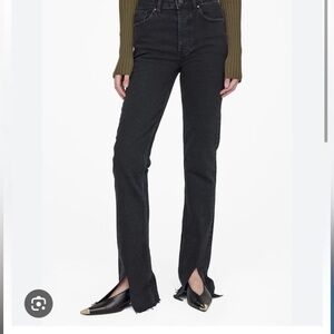 Anine Bing Black Roxanne Split Flare Jeans